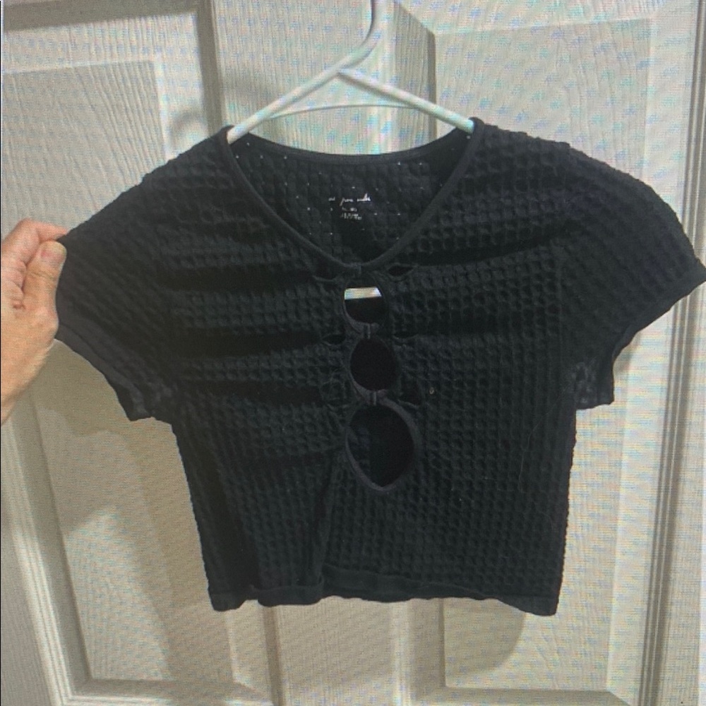 Black Textured Crop Top